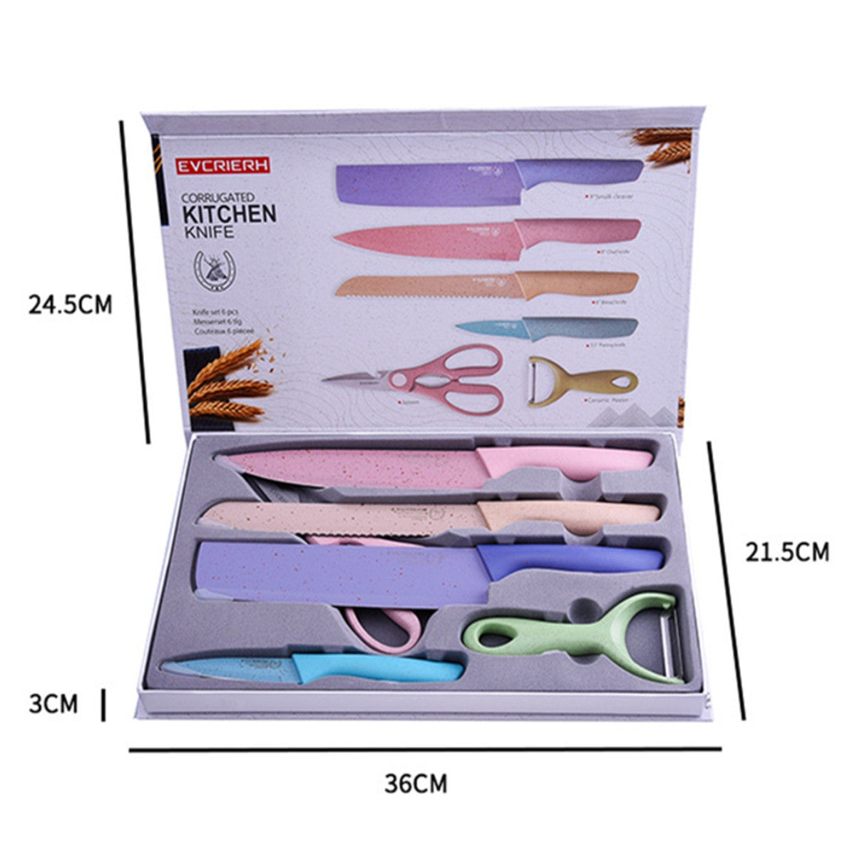 Juego de Cuchillos 6 PCS Colores – Cocina Moderna y Práctica